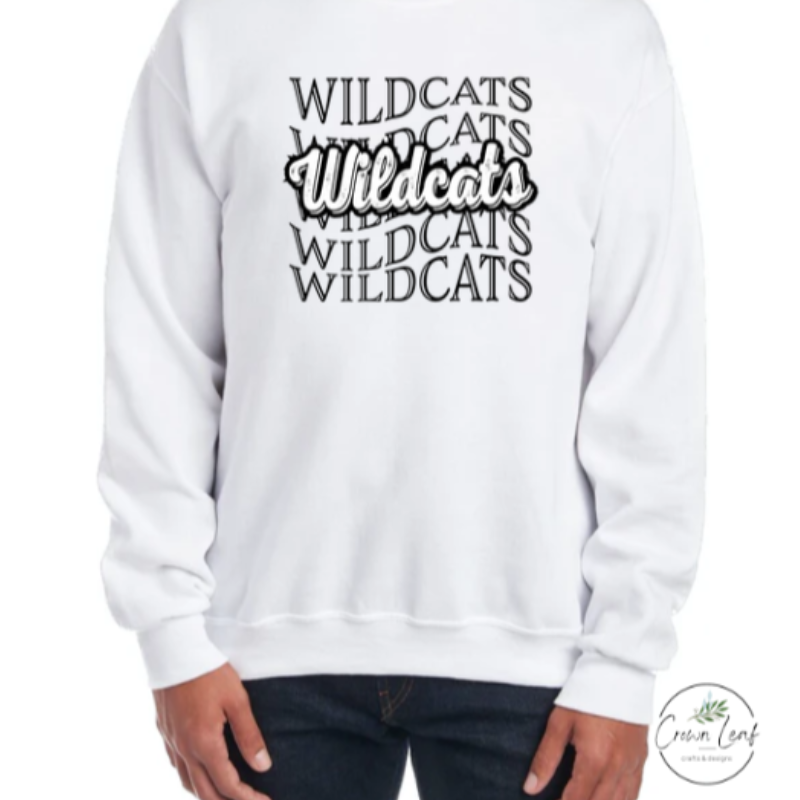 Black & White Wildcats [White Gildan Crewneck or Hoodie] Main Image